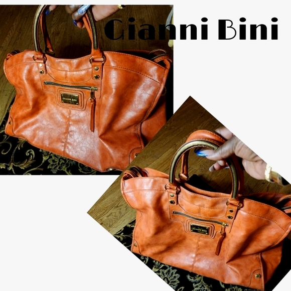 Gianni Bini burnt orange leather tote. Xl. - Picture 2 of 14
